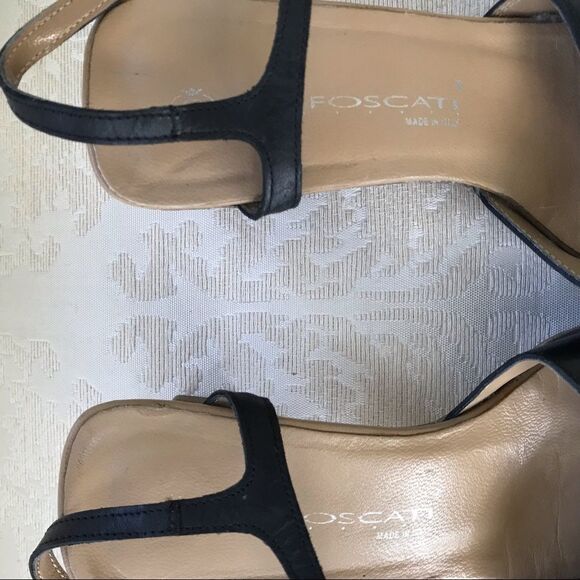 Lea Foscati Black Leather Sandals Heels SZ 38 - Picture 4 of 6